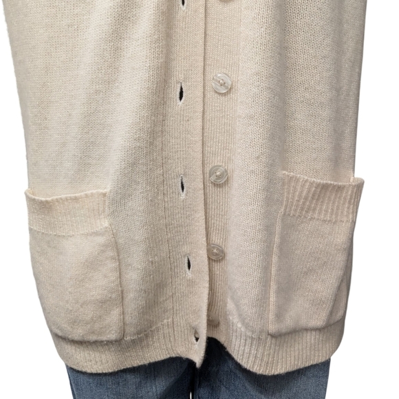 Vintage Nordstrom Town Square Lambswool Angora Cardigan Sweater Beige S - Picture 7 of 11